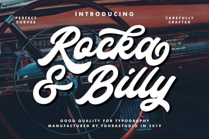 复古现代手刻粗体手写英文字体 Rocka  Billy - Bold Script Font