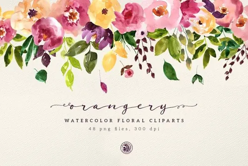 橘园花卉水彩素材 Orangery Watercolor F