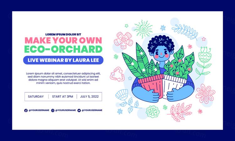 手绘世界环境日绿色环保生活低碳保护地球生态主题创意插画海报E