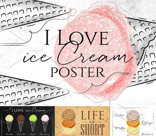 冰淇淋创意海报图形 Ice Cream Poster