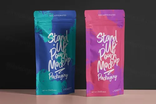 一套精美自封袋的psd袋包装样机 Psd Pouch Packaging Mockup Set