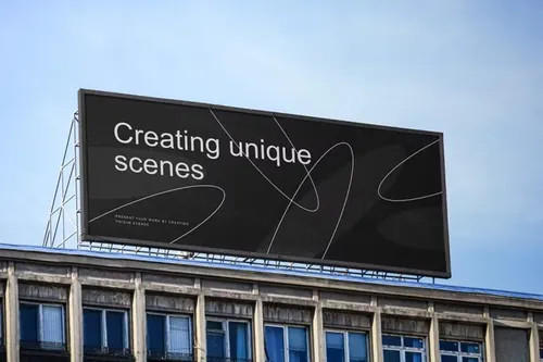 户外街头大楼高炮广告牌宣传海报设计展示样机模板 Billbo