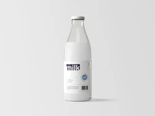 牛奶玻璃瓶外观设计图样机模板  Milk Bottle Mockup