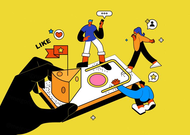 抵制散步谣言假新闻社会问题恶意评论舆论宣传插画素材 Fake News Stop!!!