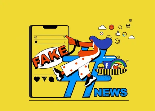 抵制散步谣言假新闻社会问题恶意评论舆论宣传插画素材 Fake News Stop!!!