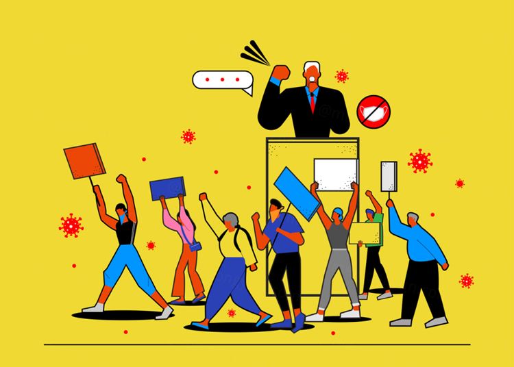 抵制散步谣言假新闻社会问题恶意评论舆论宣传插画素材 Fake News Stop!!!