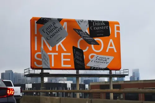 户外街头立交桥头高炮广告牌宣传海报设计展示样机模板 Stre