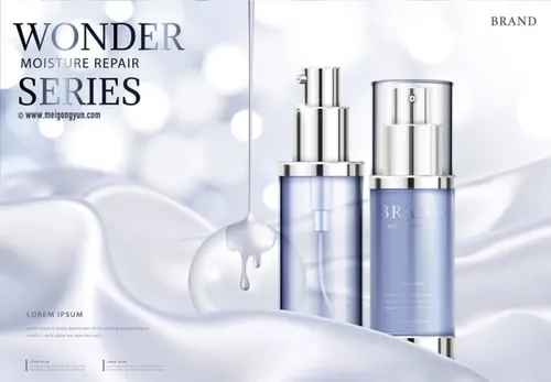 高端护肤品套装AI矢量海报模板Cosmetic posters AI template