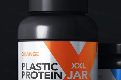 塑料psd罐包装样机 Protein Psd Jar Packaging Mockup