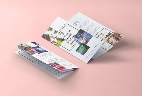 折页模型PSD贴图模板Tri Fold Psd 8-5x11 Inch Mockup