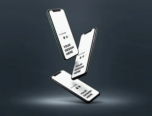 最新智能手机iPhone飘浮场景APP UI界面设计提案样机模板素材