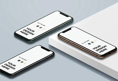 最新智能手机iPhone高级阴影APP UI界面设计提案样机模板素材