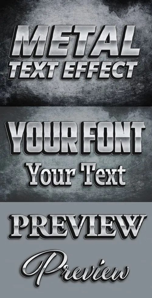 复古做旧立体金属风格文本字体特效PSD模板 Metal Grunge Text Style Mockup