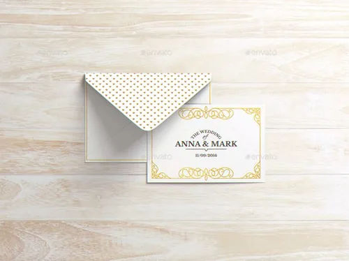 A6明信片和信封邀请传单设计样机模板 A6 Postcard  Envelope Invitation