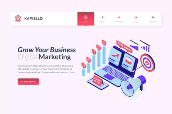 网站巨幅Banner设计-数字营销主题创意矢量插画素材 Kapisll