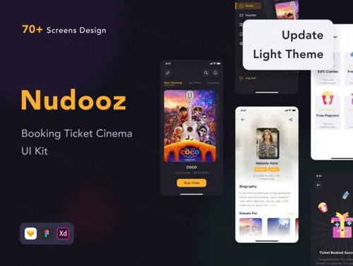 电影票演唱会门票预定移动APP界面UI素材 Nudooz - Book