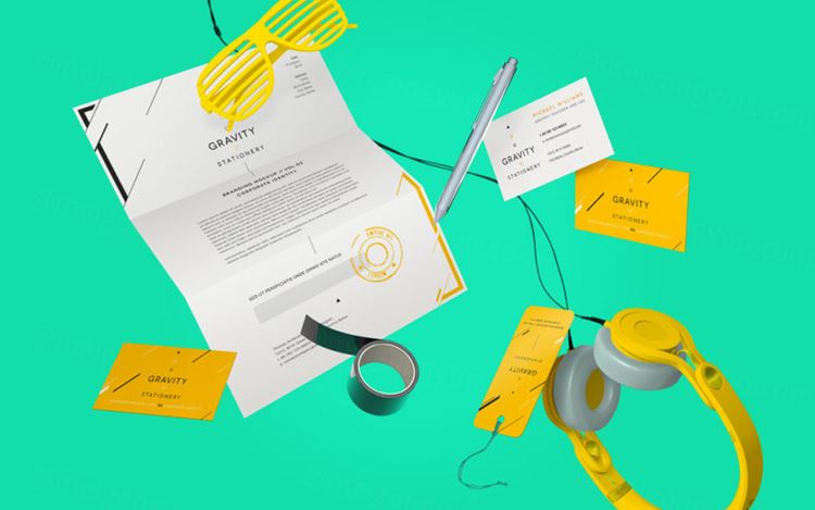 现代时尚品牌设计模型PSD模板Gravity Stationery Branding