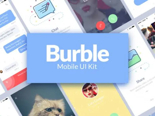 时尚社交媒体互动聊天移动手机APP UI工具包Burble Mobile UI