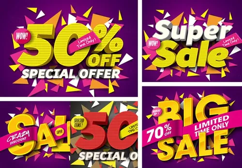 促销海报标签矢量图-Sale-Poster-Vector