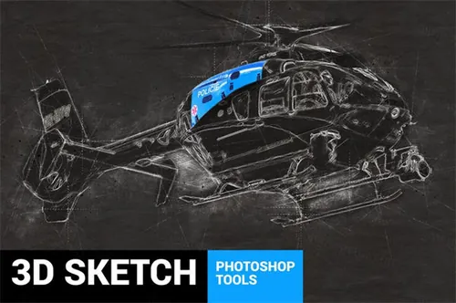 三维概念手绘草图效果快速生成PS插件素材 Conceptum - 3D
