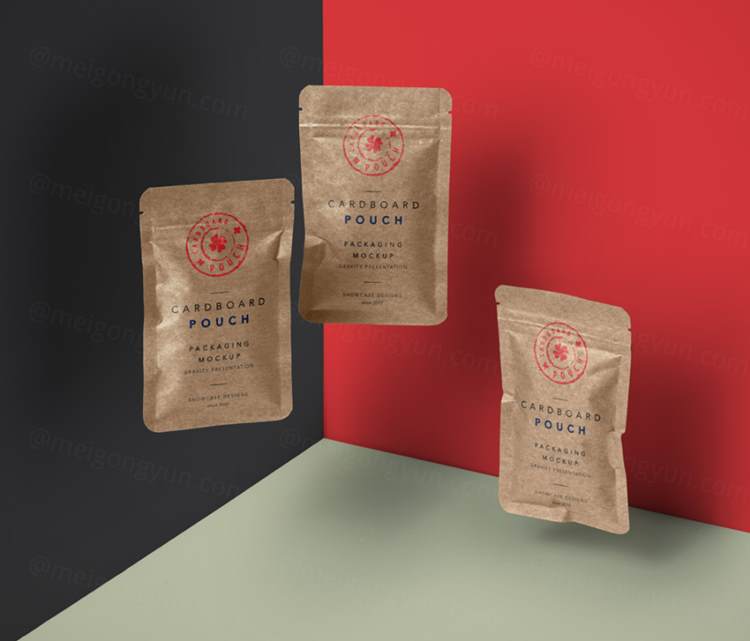 牛皮纸自封袋包装样机 Psd Kraft Flat Pouch Packaging