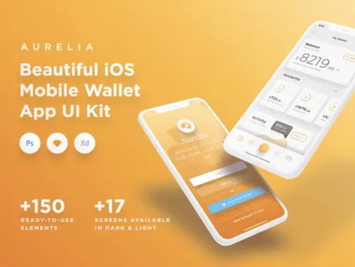 高级金融钱包数据图表仪表板移动手机应用程序UI工具包Aurelia UI Kit