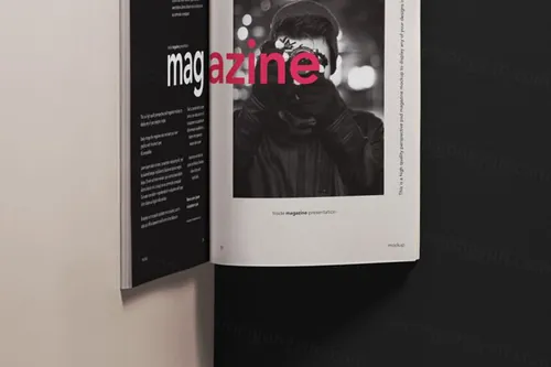 一个优雅而原始的psd杂志开页面样机 Open Psd Magazine Mockup Template