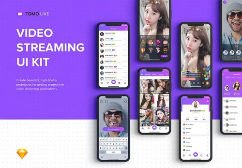 在线视频聊天社交直播平台移动手机APP应用程序UI工具包TOMO Li