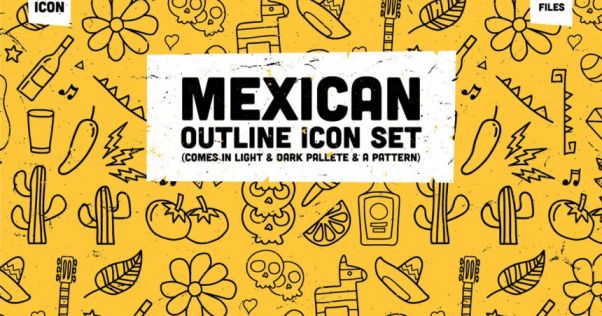 墨西哥国家元素轮廓图标集mexican-outline-icon