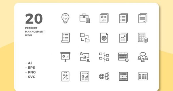 20枚项目管理线条图标project-management-icons