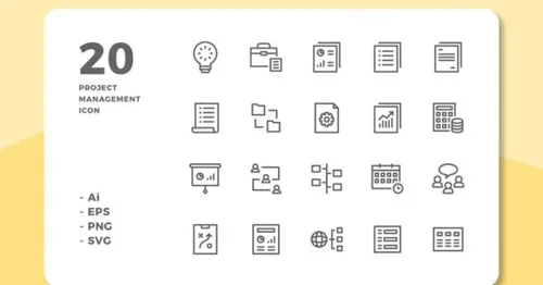 20枚项目管理线条图标project-management-icons