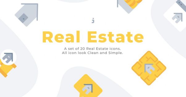 20枚房地产销售主题扁平化图标real-estate-icons-fl