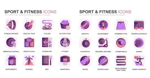 现代扁平化渐变设计风格健身运动主题图标素材modern-set-gra
