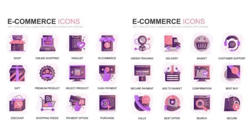 现代扁平化渐变设计风格电子商务主题图标素材modern-set-gra