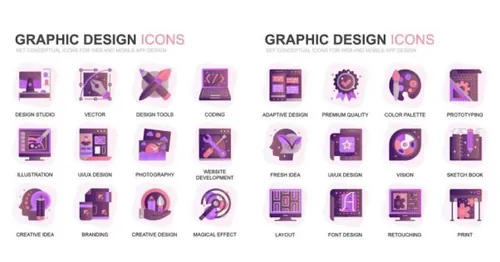 现代扁平化渐变设计风格图形设计平面设计主题图标modern-set-g