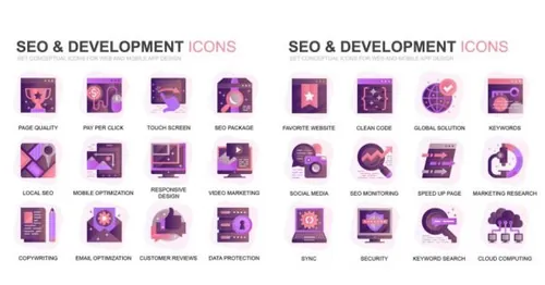 现代扁平化渐变设计风格SEOamp;amp;开发主题图标modern-