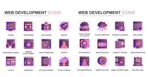 现代扁平化渐变设计风格Web网站开发主题图标素材modern-set-