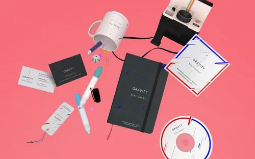 文具品牌模型PSD模板Gravity Stationery Branding