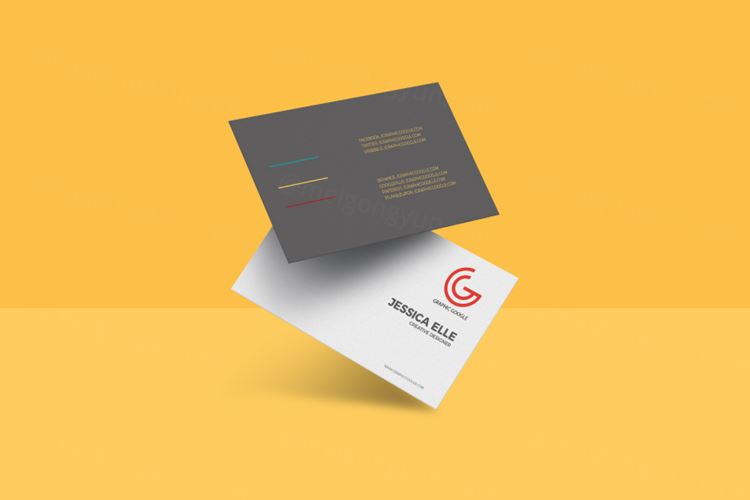 卡片贴图样机PSD模板Floating Business Card Mockup