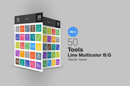 工具多彩线条图标素材 Tools Line Multicolor Icons