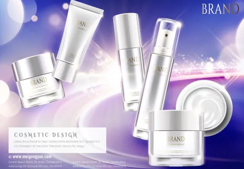 高端护肤品套装AI矢量海报模板Cosmetic posters template