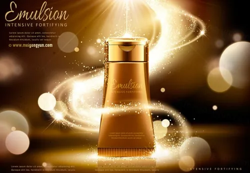 高端金色化妆品AI矢量海报模板Cosmetic posters template