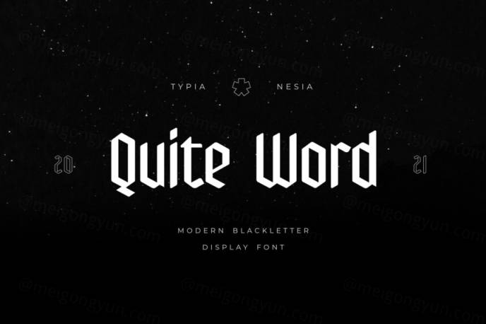 复古暗黑现代潮人服饰哥特英文字体 Quite Word - Modern Blackletter Font