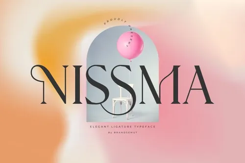 经典极简主义女性婚礼品牌推广杂志排版英文字体 Nissma - Modern Ligature Serif