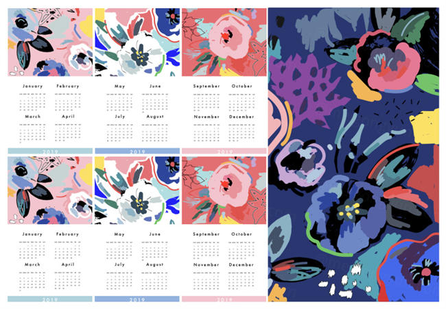 年创意抽象现代艺术日历EPS矢量模板 Calendar