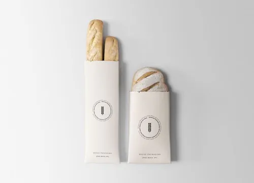 面包外带纸袋印刷设计图样机 Bread Packaging Mockup