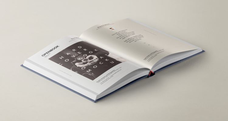 翻开的精装书模型PSD贴图模板Open Psd Book Mockup Hardcover