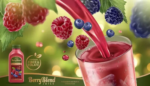 蓝莓树莓果汁饮料流动效果AI矢量海报设计素材模板Summer Drinks 03