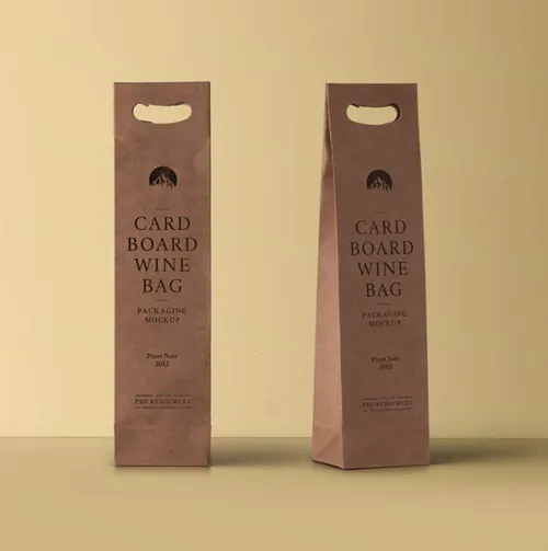 红酒牛皮纸袋包装样机  Wine Psd Cardboard Bag