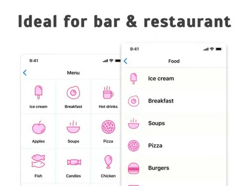 粉色食物图表集合Food Icons Set